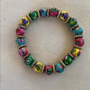 Angela Moore hand painted beaded bracelet